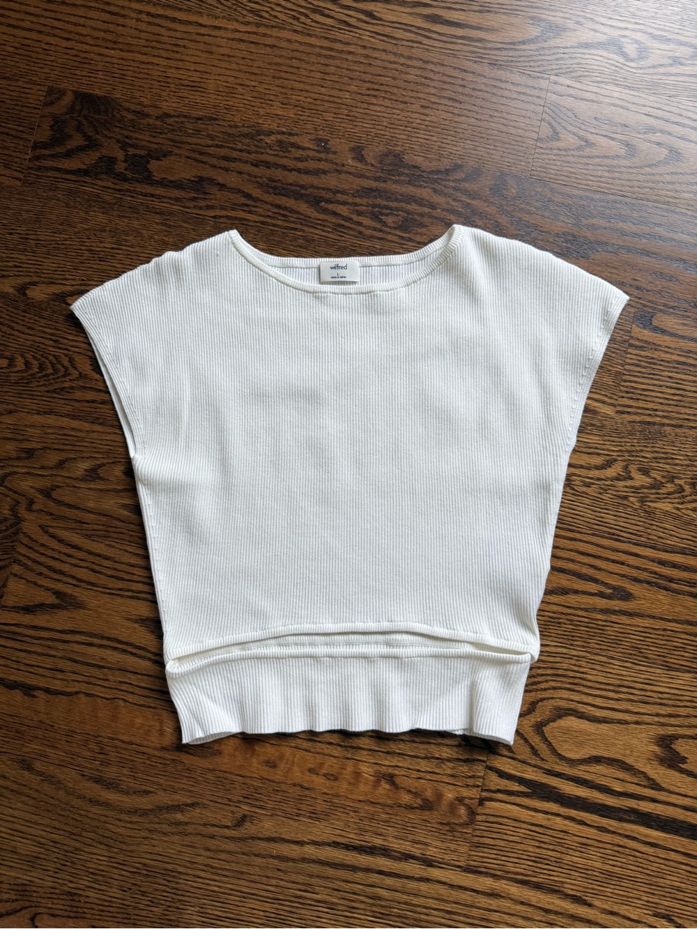 Wilfred Cream Ribbed Crop Boatneck Top